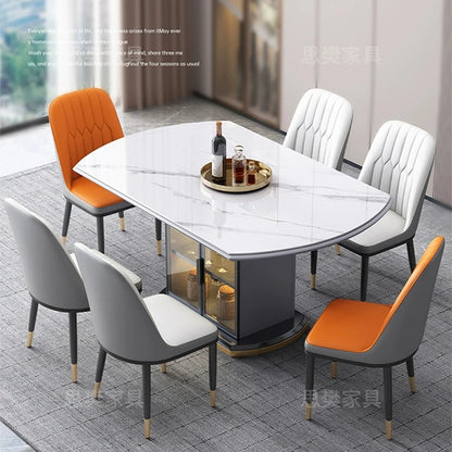 Rock Board Dining Table Modern Simple And Luxurious Household Round Table Expandable Storage Mesas De Jantar Home Furniture