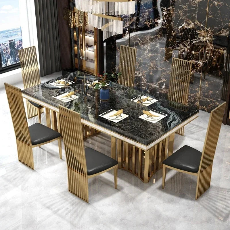 Luxury Modern Dining Table Chair Marble Desk Mobile Kitchen Tables Console Dining Table Mobile Table A Manger Home Furnitures