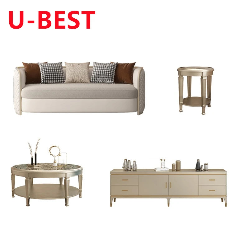 U-BEST 3 Seat Cafe Pure Sofa Set Armchair Sofa Cum Bed Wooden French Provincial Classic Luxury Curved Couch Sofa