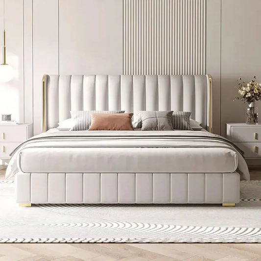 Aesthetic Nordic Double Bed Headboard Glamorous King Size Twin Bed Princes Modern Platform Sleeping Letto Matrimoniale Furniture