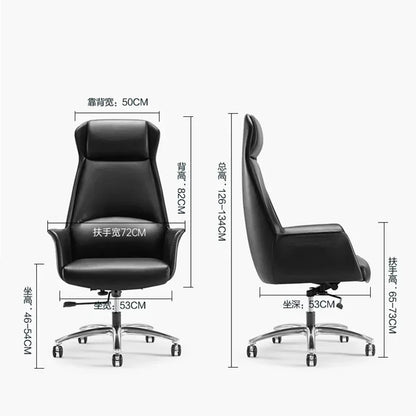 Executive Leather Computer Office Chair Design Leather Luxurious Black Roller Chair Wheels Rotate Silla Escritorio Furniture