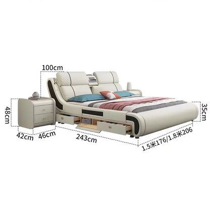 Boys Bedroom King Bed Modern Luxury Full Size Storage King Bed Smart Queen Lit Intelligent Multifonctions Room Set Furniture