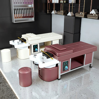 Fumigation Thai Shampoo Bed Ceramic Basin Japanese Head Spa Hair Washing Bed Luxury Krzeslo Szampon Salon Equipment MQ50SC