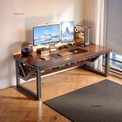 European Wooden Computer Desks Desktop Household Desk Rectangular Bedroom Double Table E-sports Gaming Table Simple Office Desks