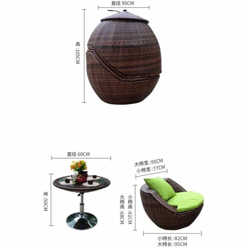 Vine chair coffee table, balcony, small coffee table, living room, table and chair combination, outdoor furniture, creative leis