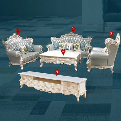 Classical luxury European style furniture hot sale fashion living room sofa set leather solid wooden sofa