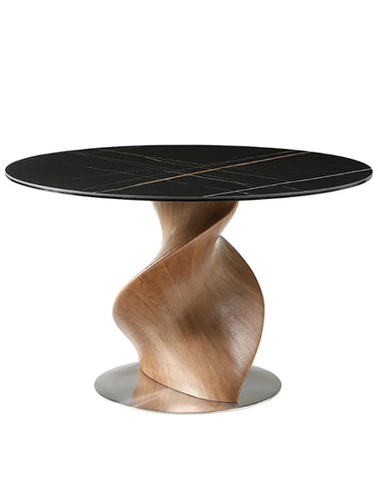 Dining Table round Designer Walnut Light Luxury Dining Table Glass