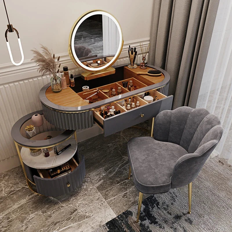 Luxury Charm Dressing Table Luxury Nordic Salon Drawer Nordic Dressing Table Mirror Chair Storage Coiffeuse Furniture Makeup