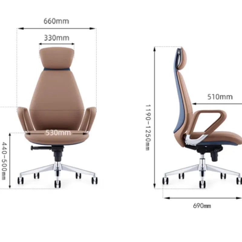 Ergonomic Chair Computer Chair Home Light Luxury Boss Chair Long Sitting Comfortable Back Seat Leather Office Chair Turn