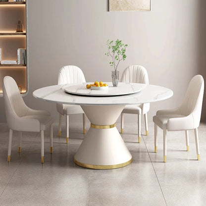 Dining table, rock board, round table, cream wind, net red, refreshing living room, circular, luxurious, modern and minimalist