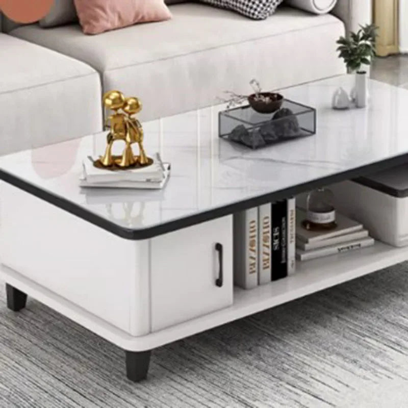 Rectangle Aesthetic Storage Coffee Table Luxury Simple Ornaments Minimalist White Coffee Table Nordic Mesa Auxiliar Home