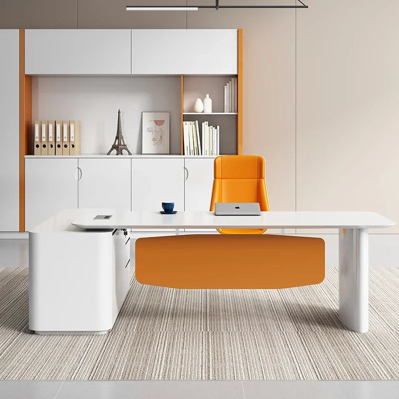 Minimalist Modern White Desk Tables Executive Set Fashion Ideas Work L Shape Office Desk Wooden Arredo Ufficio Home Furniture