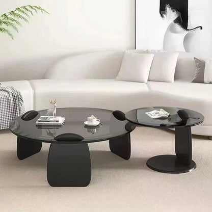 Glass Coffee Table Set Light Luxury Modern Minimalist Minimalist Creative Sofa Living Room Household Round Side Table New