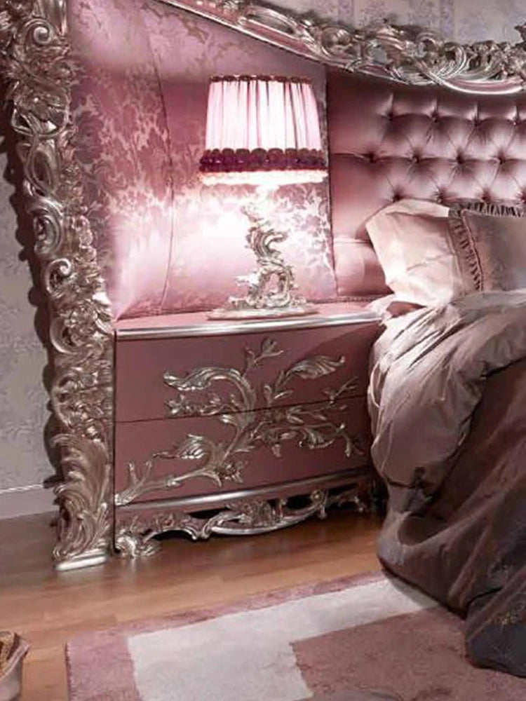 Furniture European solid wood double bed luxury fabric wedding bed Italian bedroom princess bed