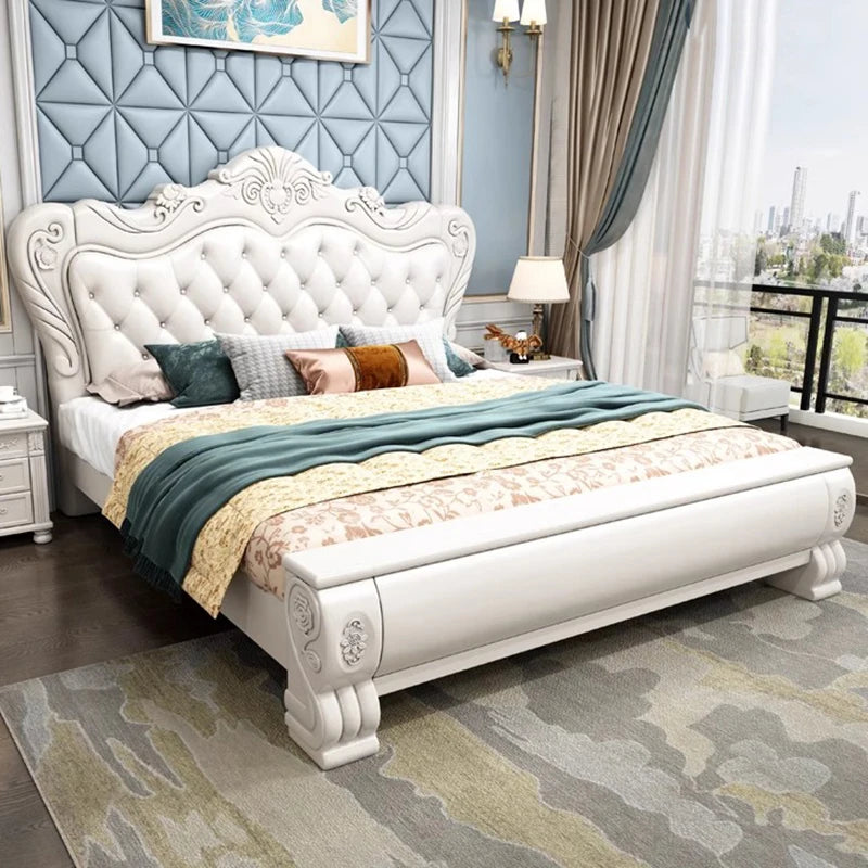 Design Wood Bed Frame Upholstered Modern Mattresses Headboards Bedroom Bed Comforter Set Luxury Hogar Muebles Theater Furniture