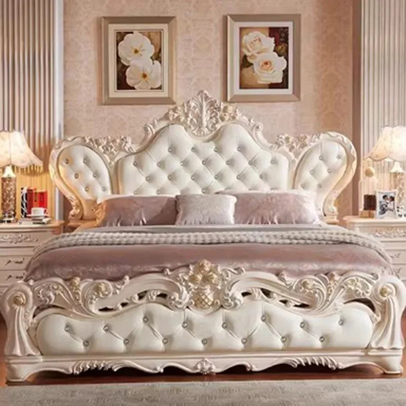 Nordic Luxury Double Bed Aesthetic Cute King Modern Double Bed Wood High End Letto Matrimoniale Multifunzione Home Furniture