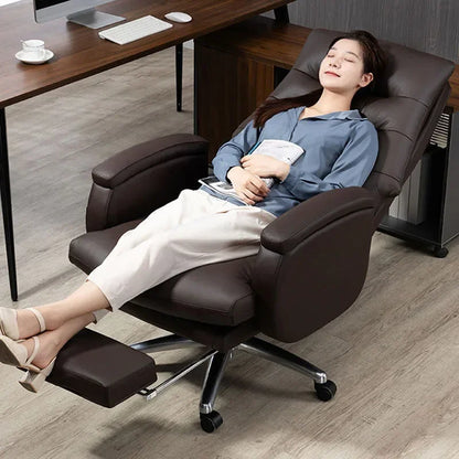 Footrest Extendable Office Chair Ergonomic Leather Massage Function Luxury Living Room Chair Executive Silla Oficina Furniture