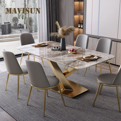 New Luxury Nordic Glossy Marble Dining Table For 6 People Creative Large And Small Family Mesa Plegable Home Furniture FGM