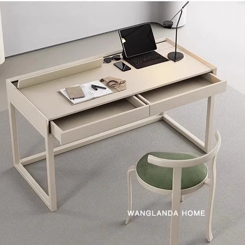 Solid Wood Paint Office Desk Minimalist Study Room Computer Cream Style Student Study Desk Work Mesa Office Furniture Executive