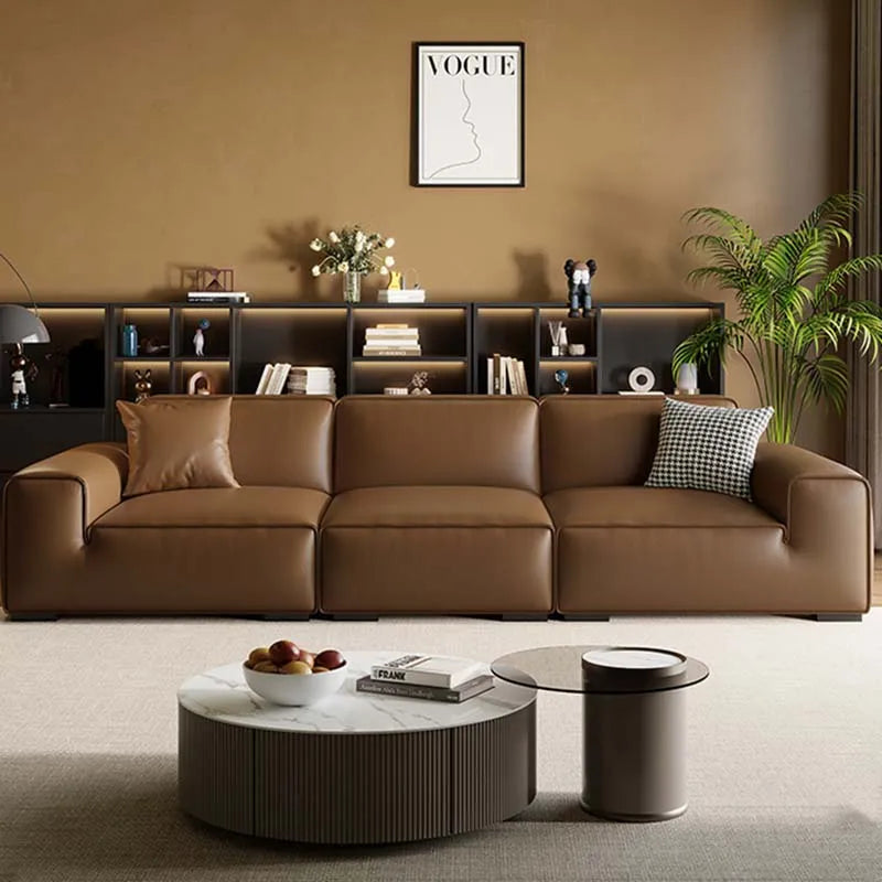 European Living Room Sofa Genuine Leather Luxury Modular Sofa Comfortable Lounge Divano Soggiorno Di Lusso Modern Furniture