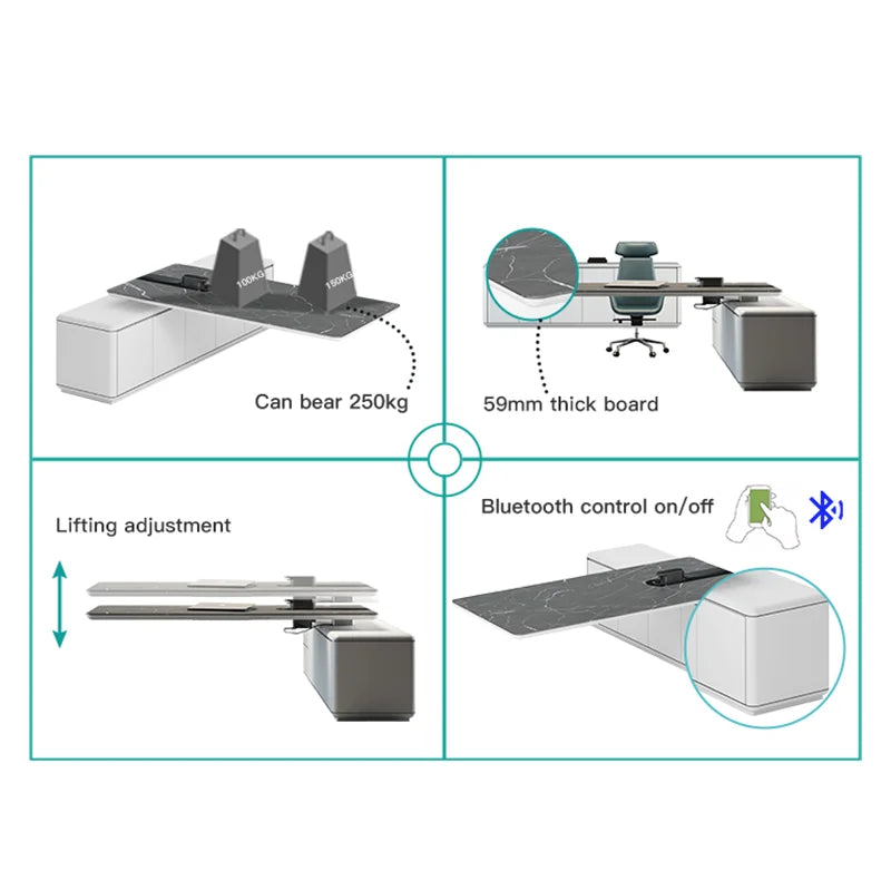 Custom Modern Intelligent lifting Office Furniture L shaped Luxury Boss CEO Manager Desk Executive Office Desk