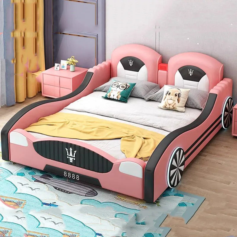 Wood Modern Bed Bases Kids Frames Aesthetic Boys Twin King Car Bed Luxury Children Design Letto Matrimoniale Bedroom Furniture