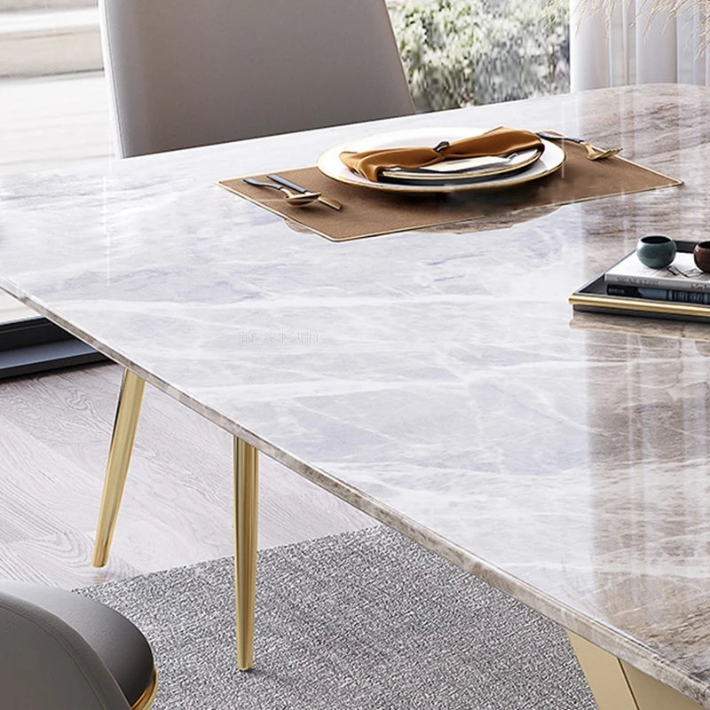 New Luxury Nordic Glossy Marble Dining Table For 6 People Creative Large And Small Family Mesa Plegable Home Furniture FGM