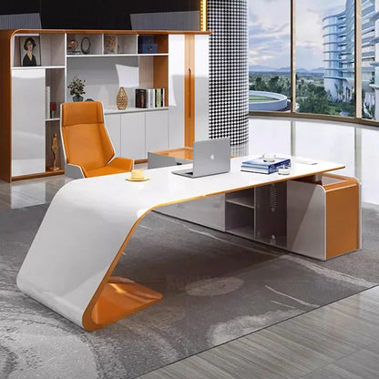 Modern Reception Office Desk Standing L Shaped Boss Executive Computer Desks Storage European Mesa Escritorio Office Furniture