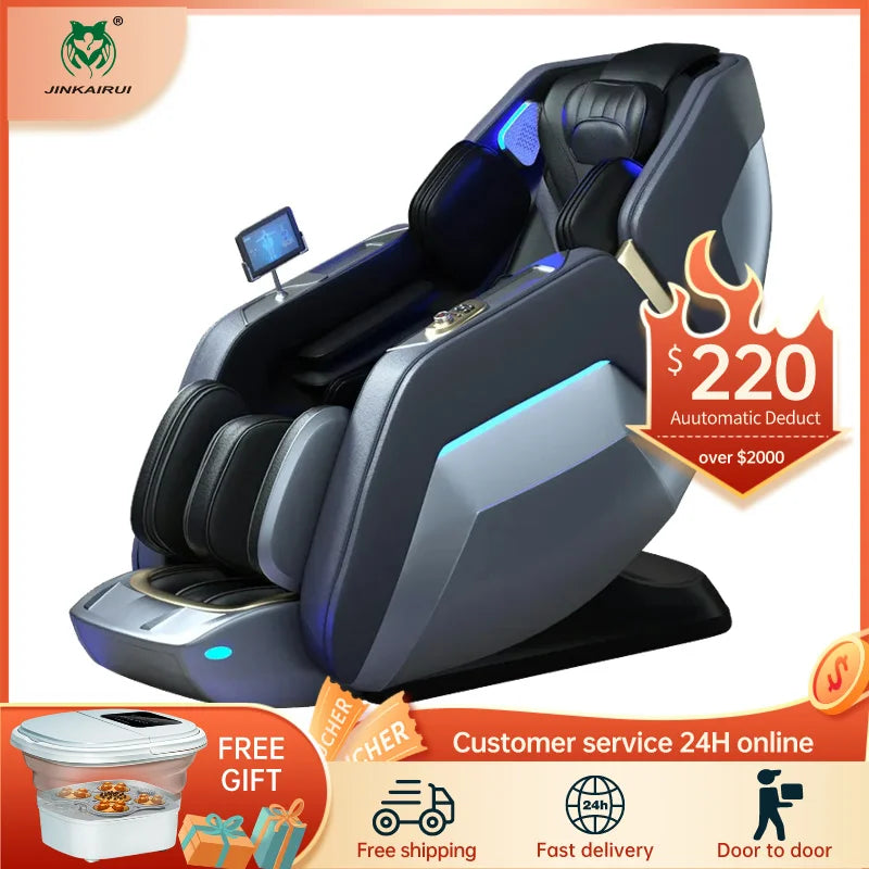 Luxury 4D Massage Chair AI Smart Health Care Shiatsu Kneading Heating Full Body Zero Gravity Leisure Sofa Bluetooth HiFi Music