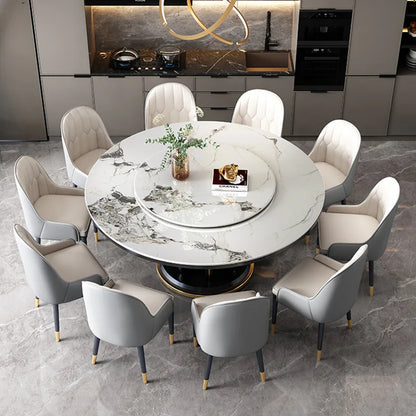 6 Seater Round Dining Table Luxury Modern Elegant Rotating Dining Table Waterproof Design Mesa Comedor Decoration Accessories