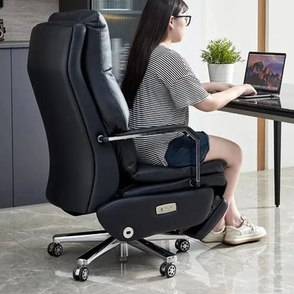 Electric Massage Office Chair Leather Business Reclining Office Chair Computer Study Function Silla Escritorio Home Furniture