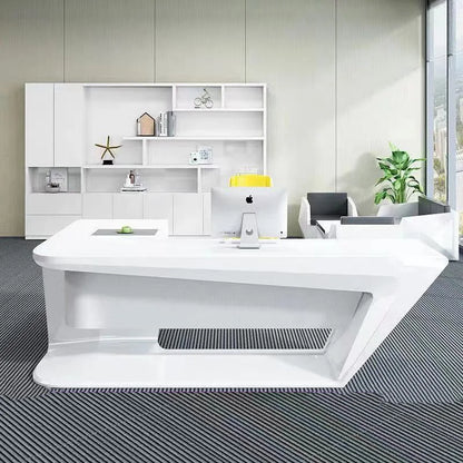 Boss Luxury Office Desks Computer Workstation Storage Executive Minimalist Design Office Table White Mesa Escritorio Furnitures