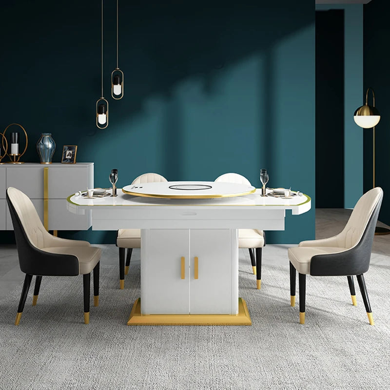 Modern Dining Table Set Extendable Round Hotel Luxury Kitchen Table Breakfast Chairs Conjuntos De Comedor Garden Furniture Sets