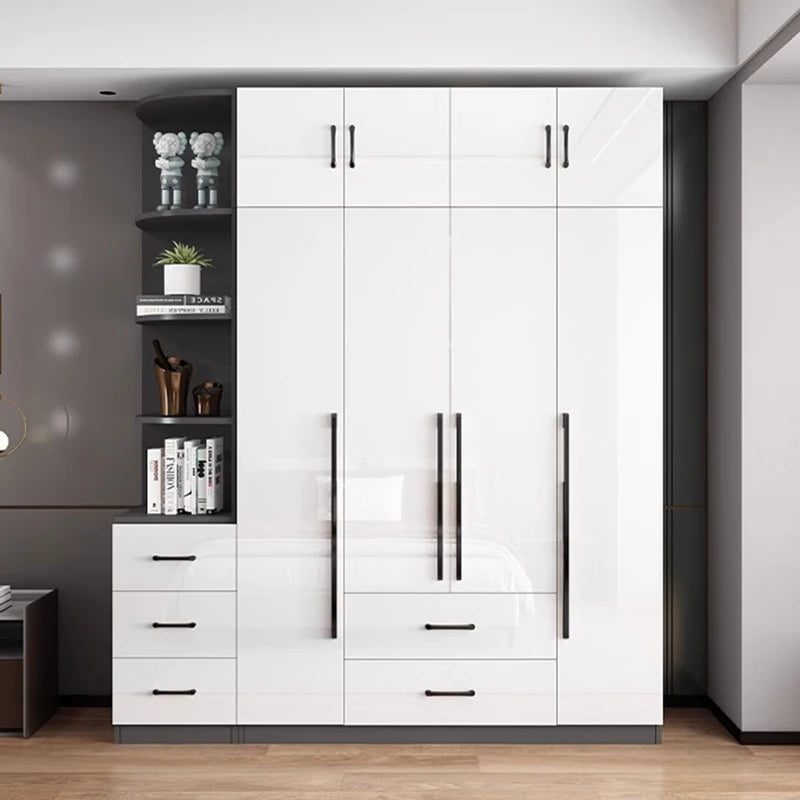 Modern Luxury Wardrobes White Wooden Clothing Rack Free Shipping Wardrobes Apartment Storage Armario De Ropa Furniture Bedroom