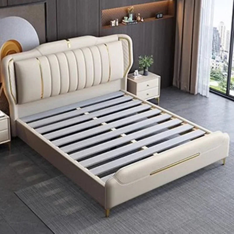 Nordic Luxury Kids Double Bed Modern Wood King Size Frame Double Bed Wood Sleeping Camas Matrimonial Furniture For Bedroom