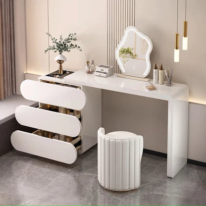 Modern White Dressing Table Drawer Storage Lights Bedroom Dressing Table Makeup Luxury Comodas Con Cajones Room Furniture