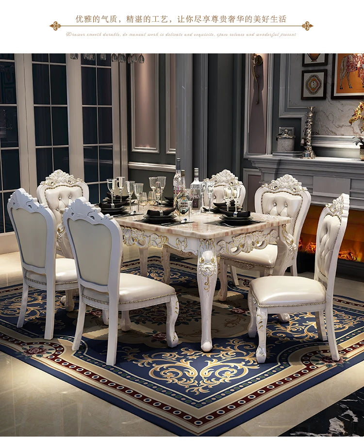 European-style Marble Dining Table and Chair Combination Simple European Nordic Household Small Apartment Rectangular Luxury Hig