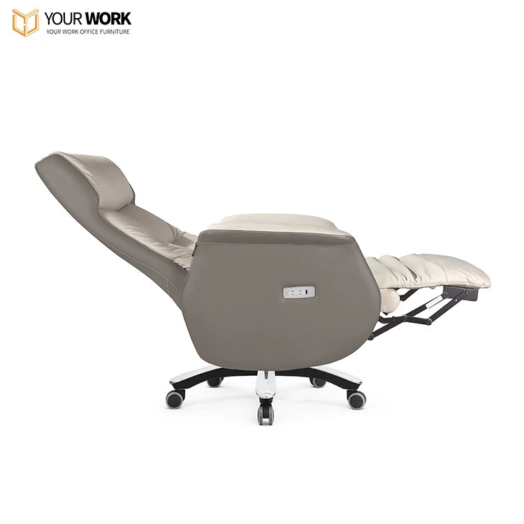 Luxury high back leather with massage executive boss chair electric gear reclining swivel ergonomic office chair