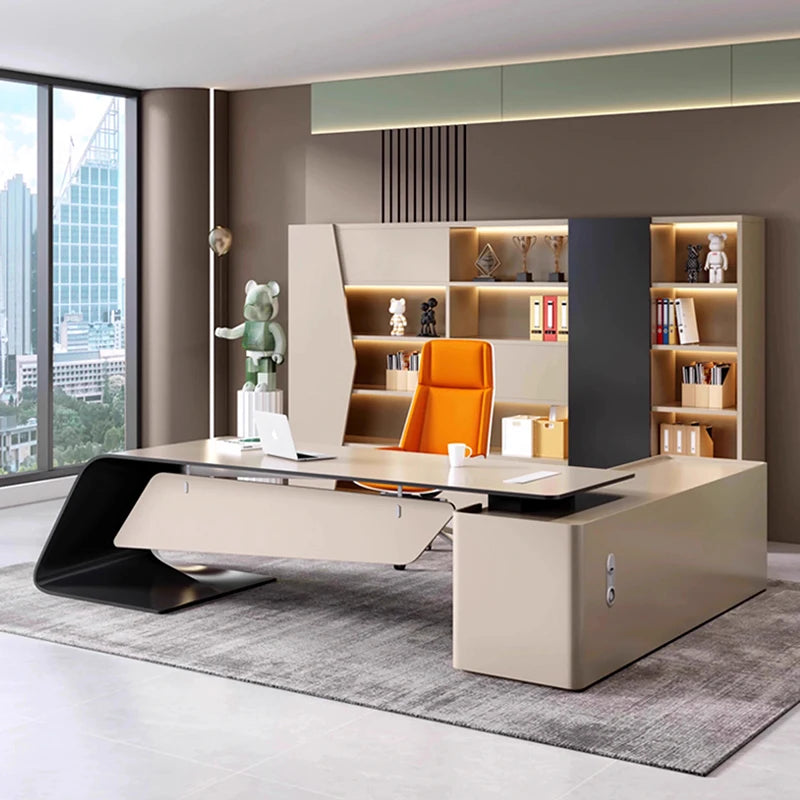 Computer Counter L Shape Work Table Corner Desktop Executive Office Desk Luxury Meeting Tavolo Scrivania Ufficio Furniture