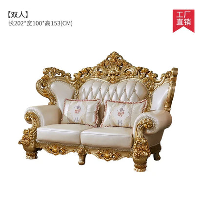 European Home Furniture Luxury Classic Antique Designed Genuine Leather Couches Sofas Living Room Sofas Set