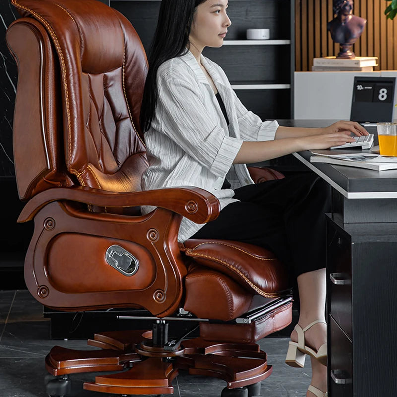 Business Leather Desk Chair Massage Swivel Comfortable Reclining Meeting Chair Office Ergonomic Silla Gamer Office Furniture AA