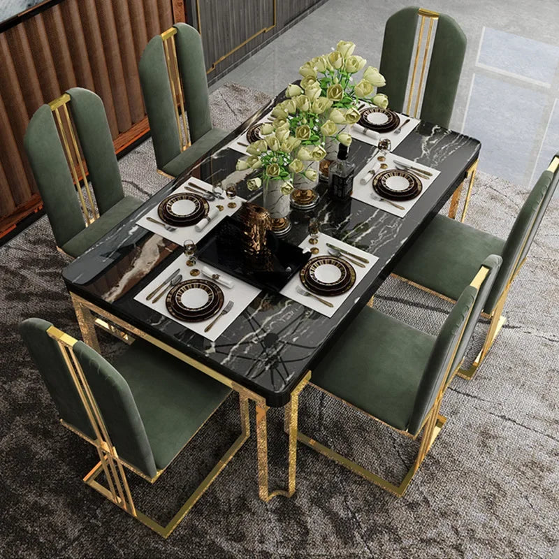 Light Luxury Dining Set 6 Chairs With Modern Table For Large Apartment Home Furniture Exotic Accessories High-End Restaurant