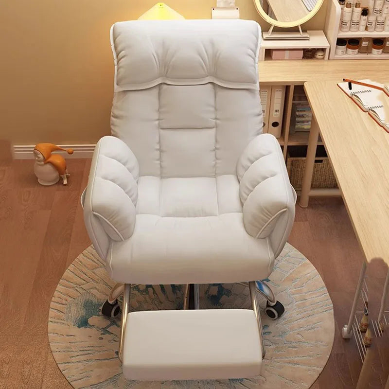 Fancy Rotating Relax Office Chair Low Price Design Comfy Computer Office Chair Cute White Modern Sandalye Salon Furniture