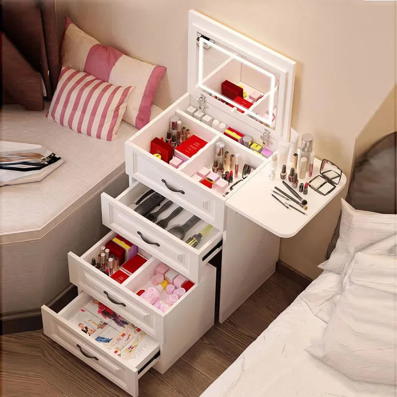 Nordic Man-made Board Dressers for Bedroom Furniture Designer Light Luxury Bedside Storage Cabinet Integrated Dressing Table