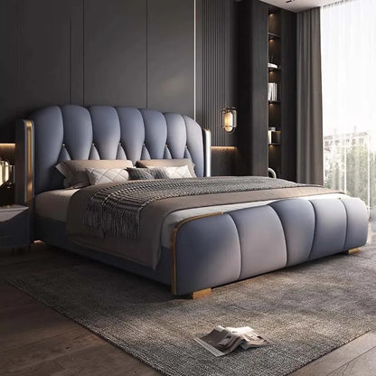 Luxury Aesthetic Couple Bed Queen Size Nordic Hotel Bedroom Bed Storage Modern Cama Casal Multifuncional Home Furniture