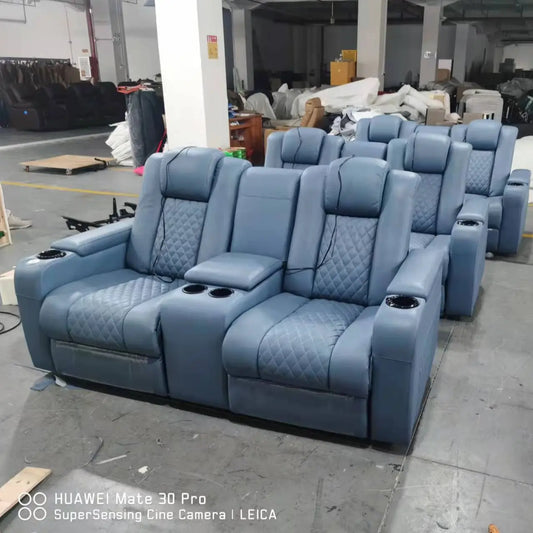 Linlamlim Italian Leather Sofa Electric Reclining Seats Double Power Cinema Recliner 2 Seater Multifunctional Massage Couch Cama