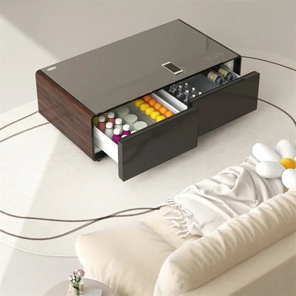 Smart Coffee Table with Dual Door Refrigerator Multifunctional Modern Furniture