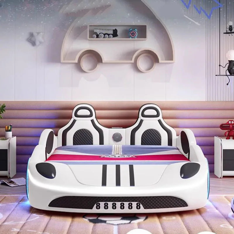 High End European Double Bed Car Modular Boys Modern King Kids Double Bed Luxury Salon Wood Cama De Casal Bedroom Decoration