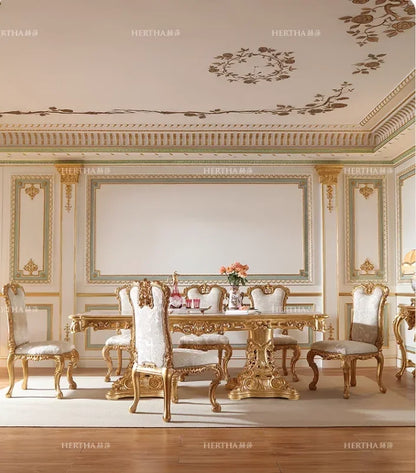 French palace style long dining table and chair combination of classical luxury dining table European restaurant furniture