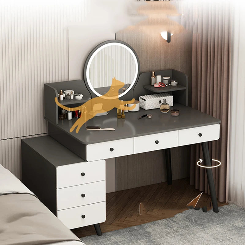 Light Grey Dressing Table Mirror Organizer Luxury European Dressing Table Girls European Tocador Mueble Maquillaje Furniture